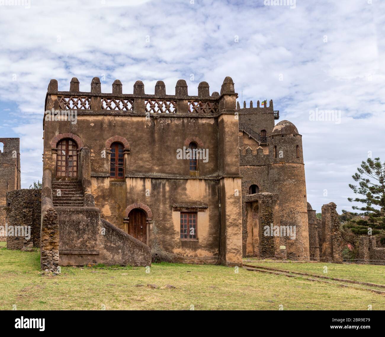 Fasil Ghebbi, königliche Festung - Stadt in Gondar, Äthiopien. Im 17. Jahrhundert von Kaiser Fasilides gegründet. Imperial Palace schloss Komplex wird auch als Stockfoto