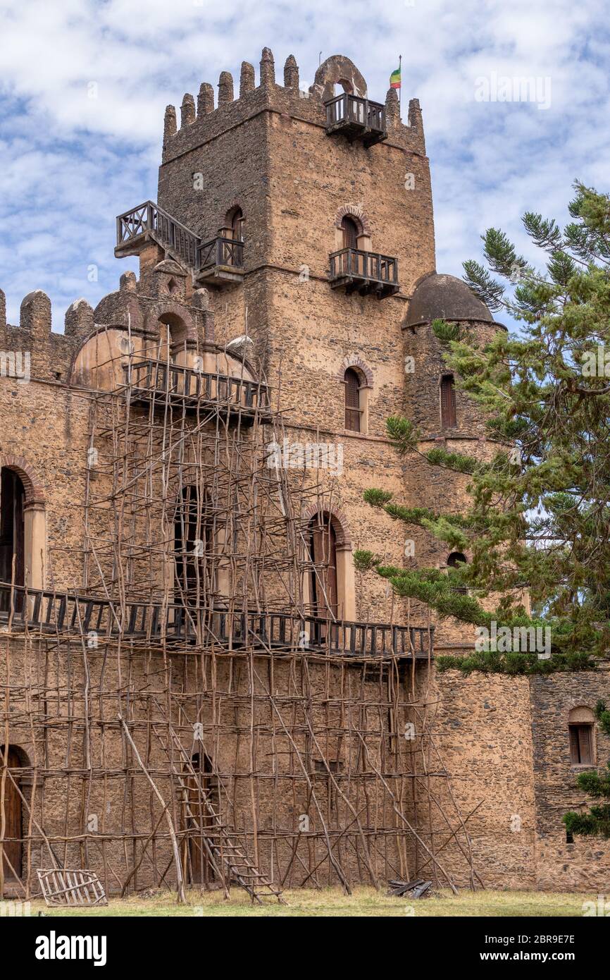 Fasil Ghebbi, königliche Festung - Stadt in Gondar, Äthiopien. Im 17. Jahrhundert von Kaiser Fasilides gegründet. Imperial Palace schloss Komplex wird auch als Stockfoto