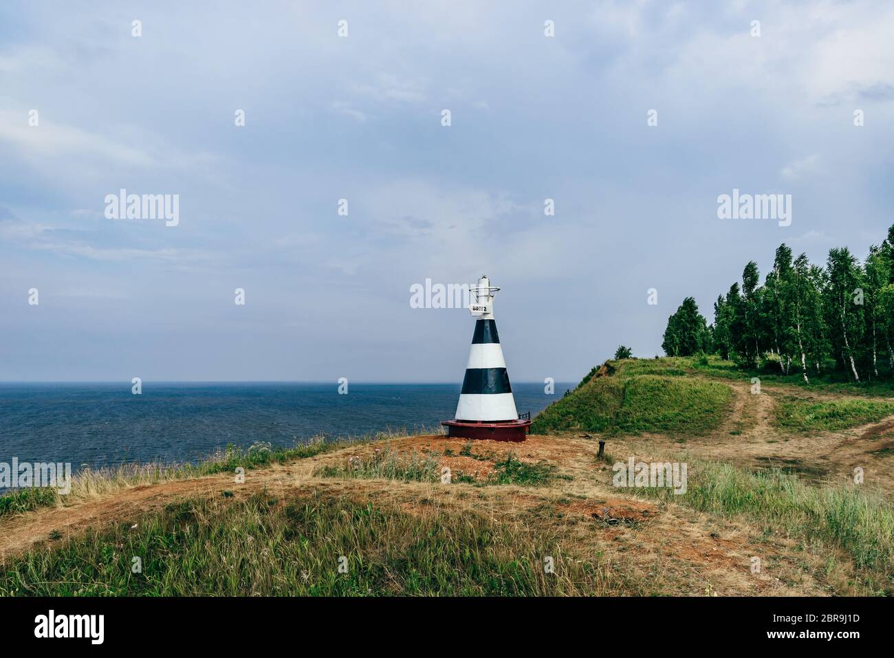 Rundumleuchte mit dem Zeiger Wolga auf der russischen Sprache Stockfoto
