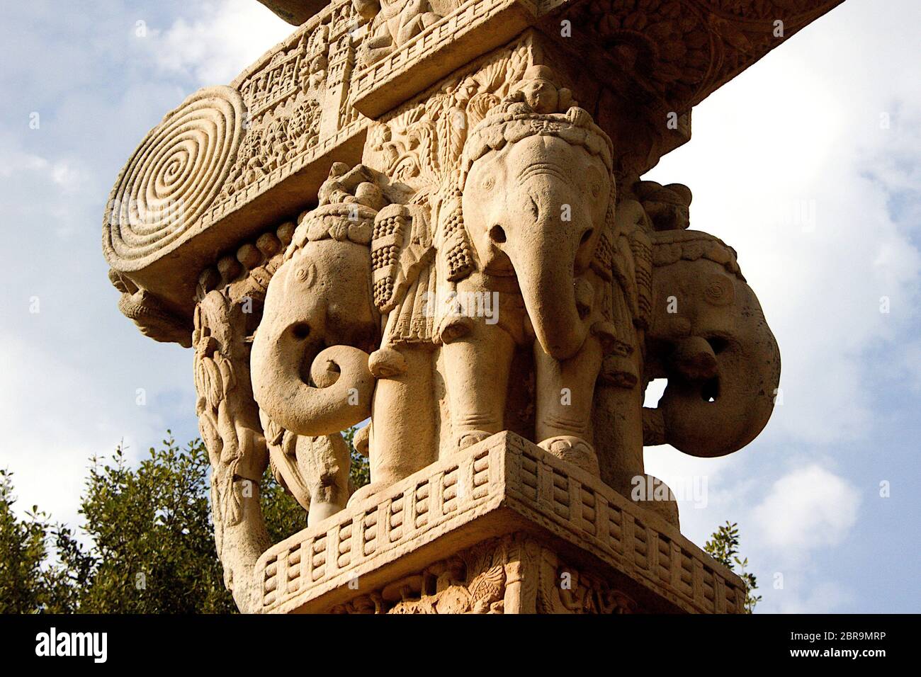 Nahaufnahme der Norden Gateway im Stupa-1 in Sanchi, in der Nähe von Bhopal, Madhya Pradesh, Indien, Asien Stockfoto