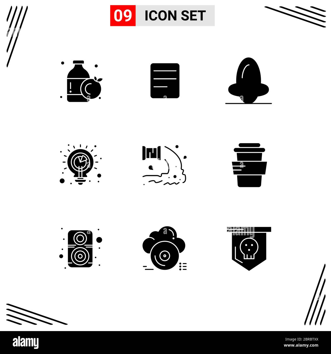 9 Benutzeroberfläche Solid Glyph Pack von modernen Zeichen und Symbole der Abwasser, Fabrik, Gesicht, Analyse, Lösung editierbare Vektor Design-Elemente Stock Vektor