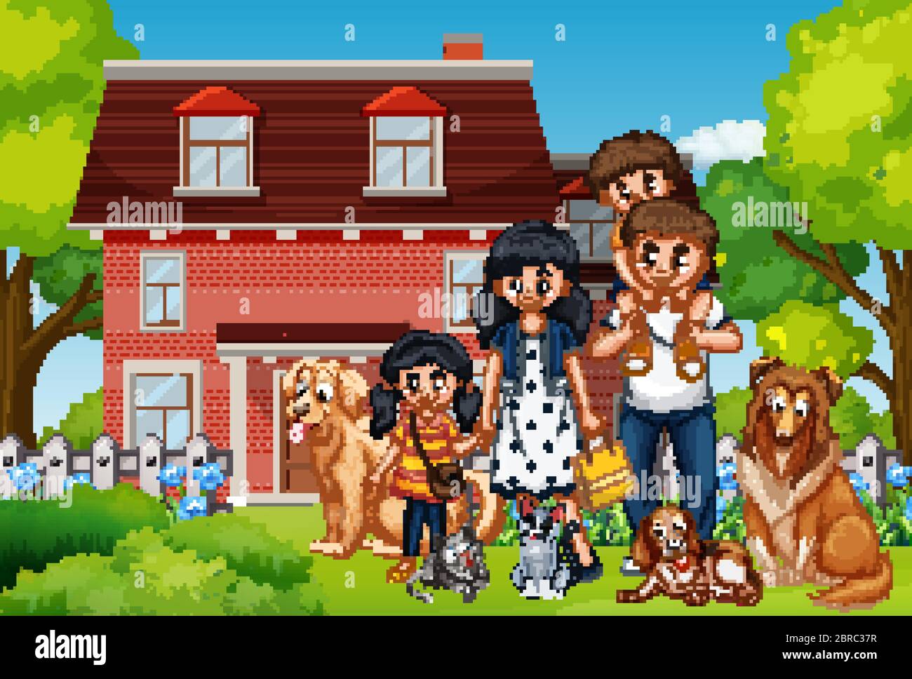 Szene mit Menschen zu Hause bleiben mit Familie Illustration Stock Vektor