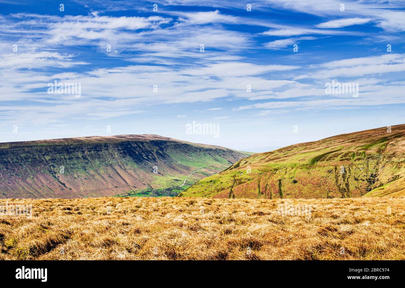 Wandern Sie alleine auf dem Black Hill entlang des Offas Dike Path Herefordshire an der Grenze zu England Stockfoto