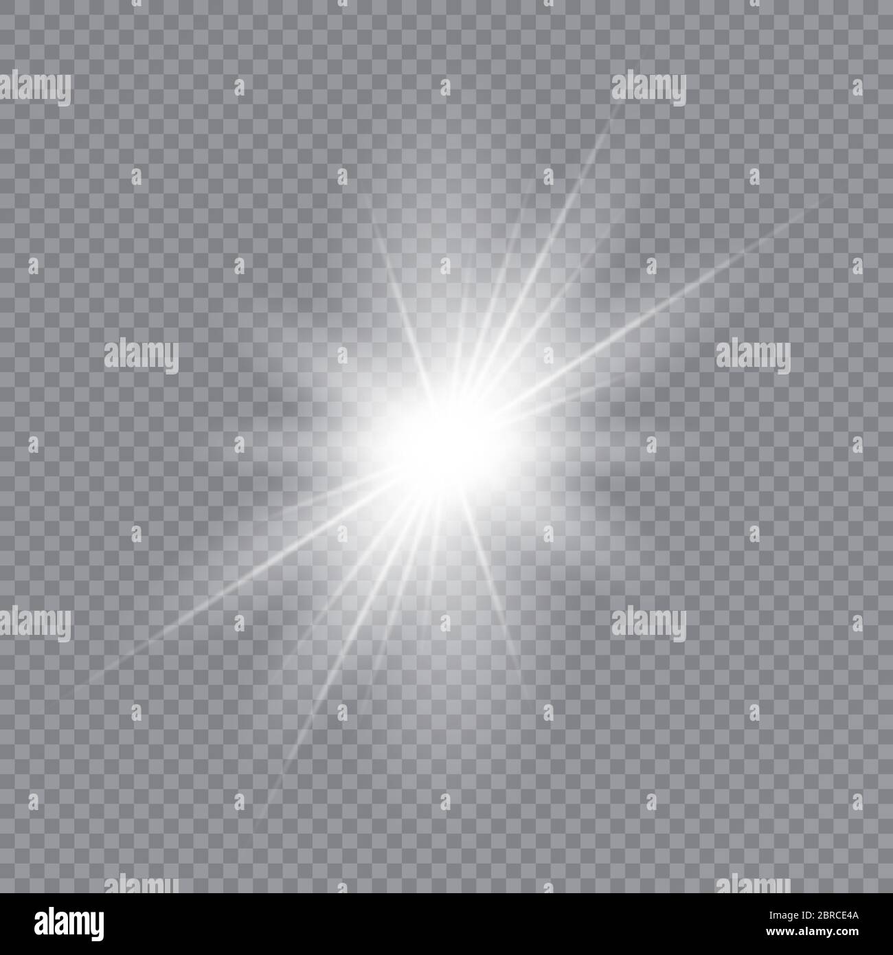 Leuchteffekt. Weiß leuchtende Lichtexplosion mit transparent. Abb. Vektor. Stock Vektor