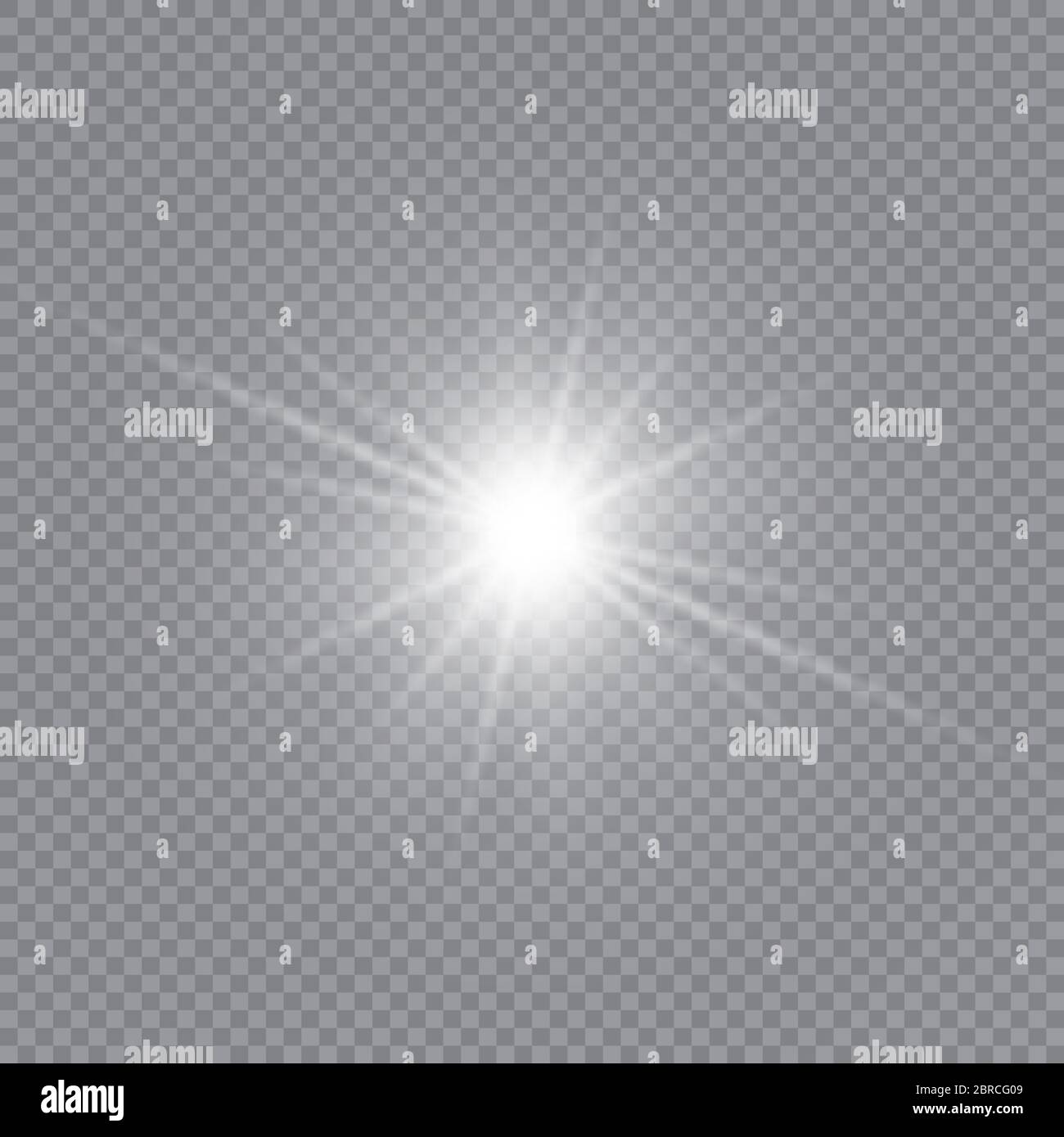 Leuchteffekt. Weiß leuchtende Lichtexplosion mit transparent. Abb. Vektor. Stock Vektor