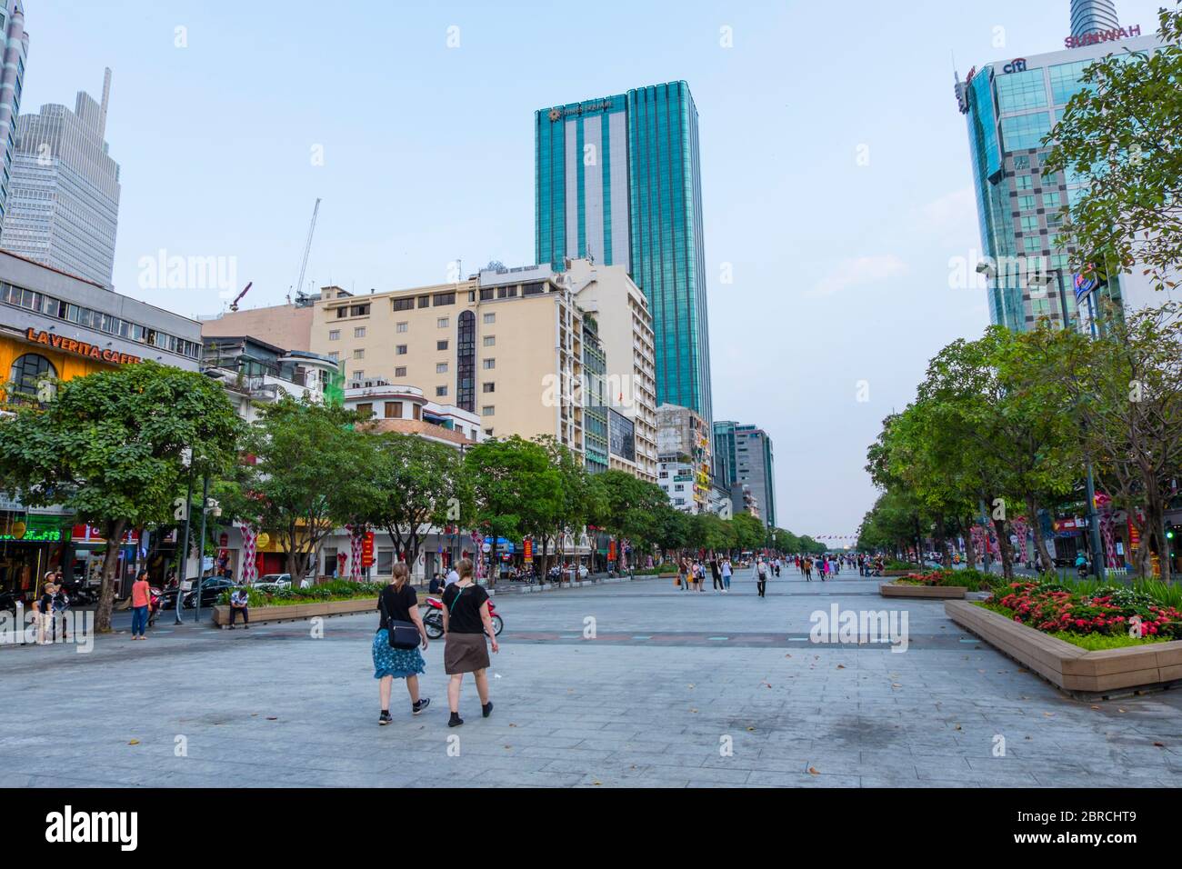 Nguyen Hue, Hauptfußgängerzone, Ben Nghe, Ho Chi Minh City, Vietnam, Asien Stockfoto