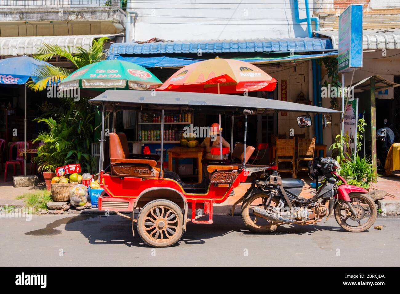 Motorrad Rikscha, Kampot, Kambodscha, Asien Stockfoto