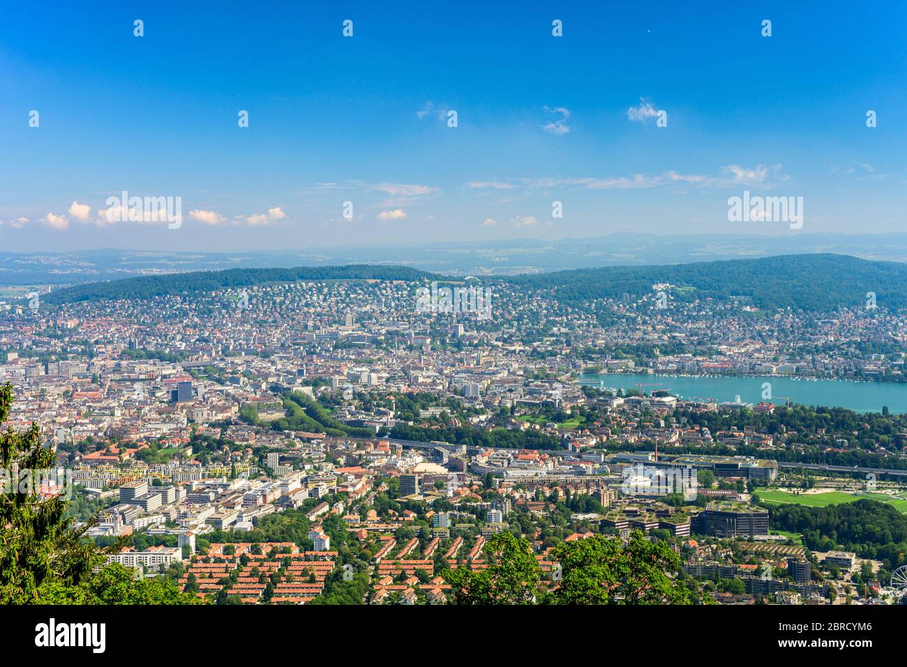 Blick vom Uetliberg auf die Stadt Zürich und den Zürichsee, Top of Zurich, Kanton Zürich, Schweiz Stockfoto