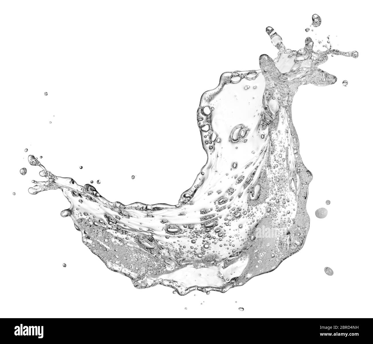 Wasser mit Seife und Blase Spritzer isoliert auf weiß Stockfoto