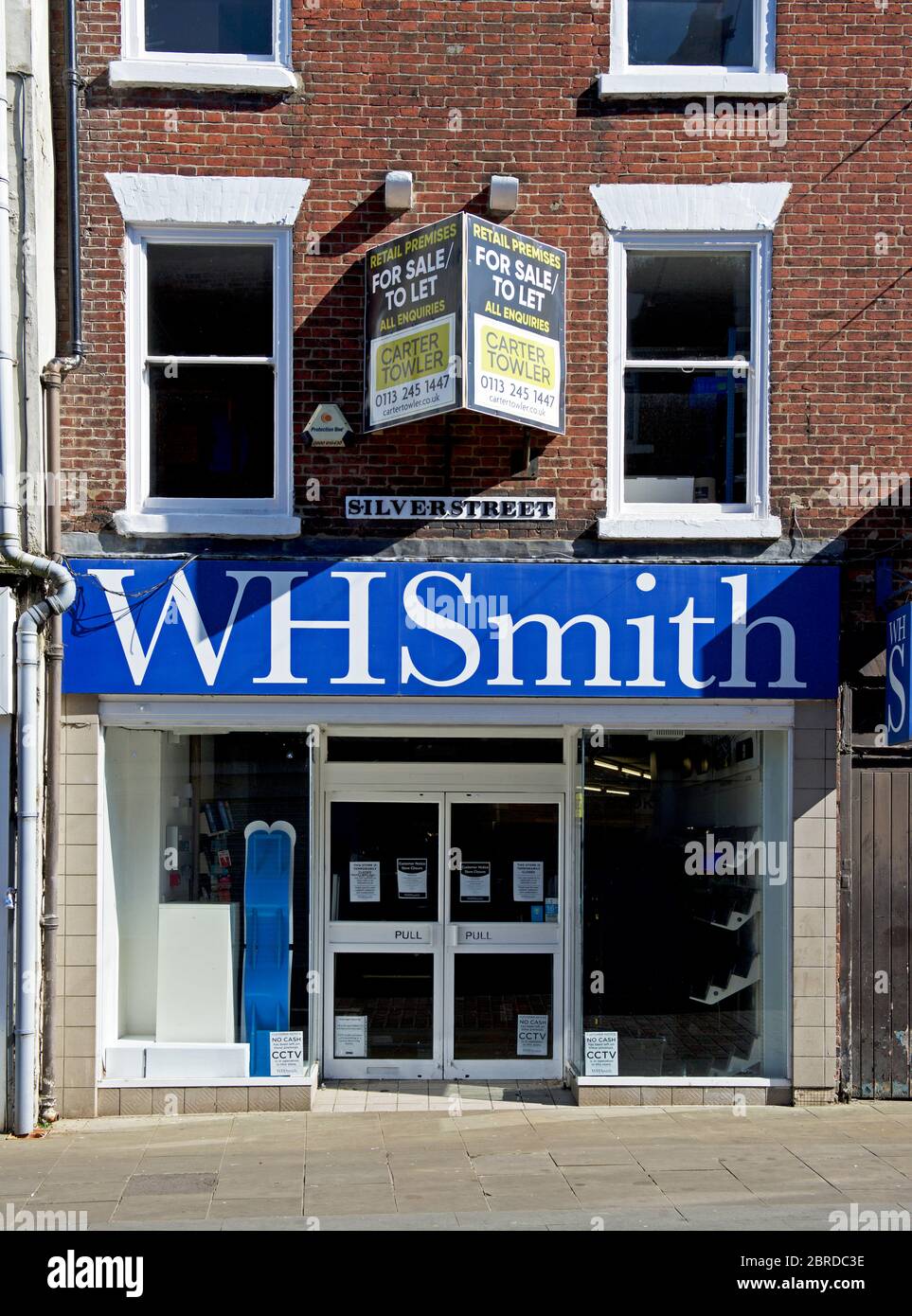 Niederlassung von W H Smith, jetzt geschlossen und zum Verkauf, in Gainsborough, Lincolnshire, England Stockfoto