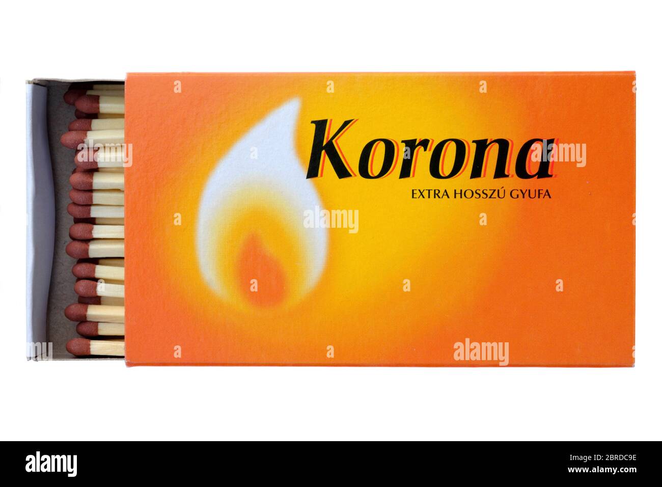 Unglückliche Markennamen von korona Spiele auf dem Verkauf während der Corona-Virus-Pandemie geschnitten weißen Hintergrund ungarn Stockfoto