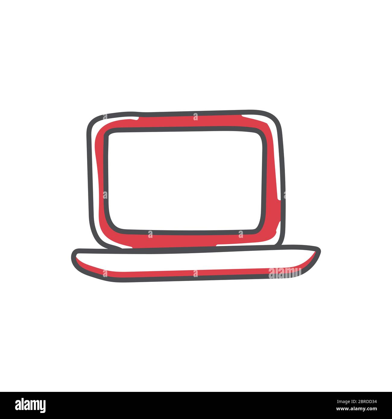 Laptop Doodle Icon, Technologie, Computer handgezeichneter Vektor Illustration auf weißem Hintergrund Stock Vektor
