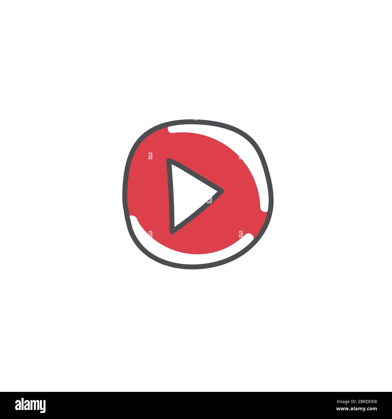 Button spielen Doodle-Symbol, UI-Vektor handgezeichnete Illustration isoliert auf weißem Hintergrund. Stock Vektor