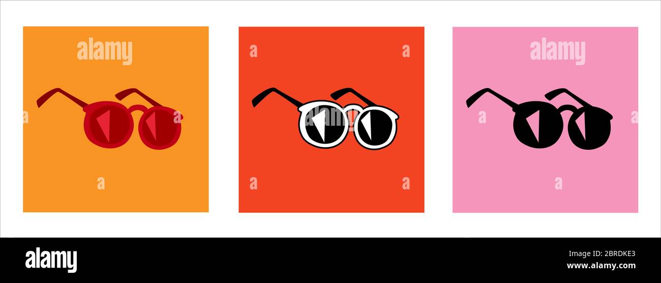 Bunte Sommer Sonnenbrille einfaches Vektor-Element mit Farbvariation. Stock Vektor