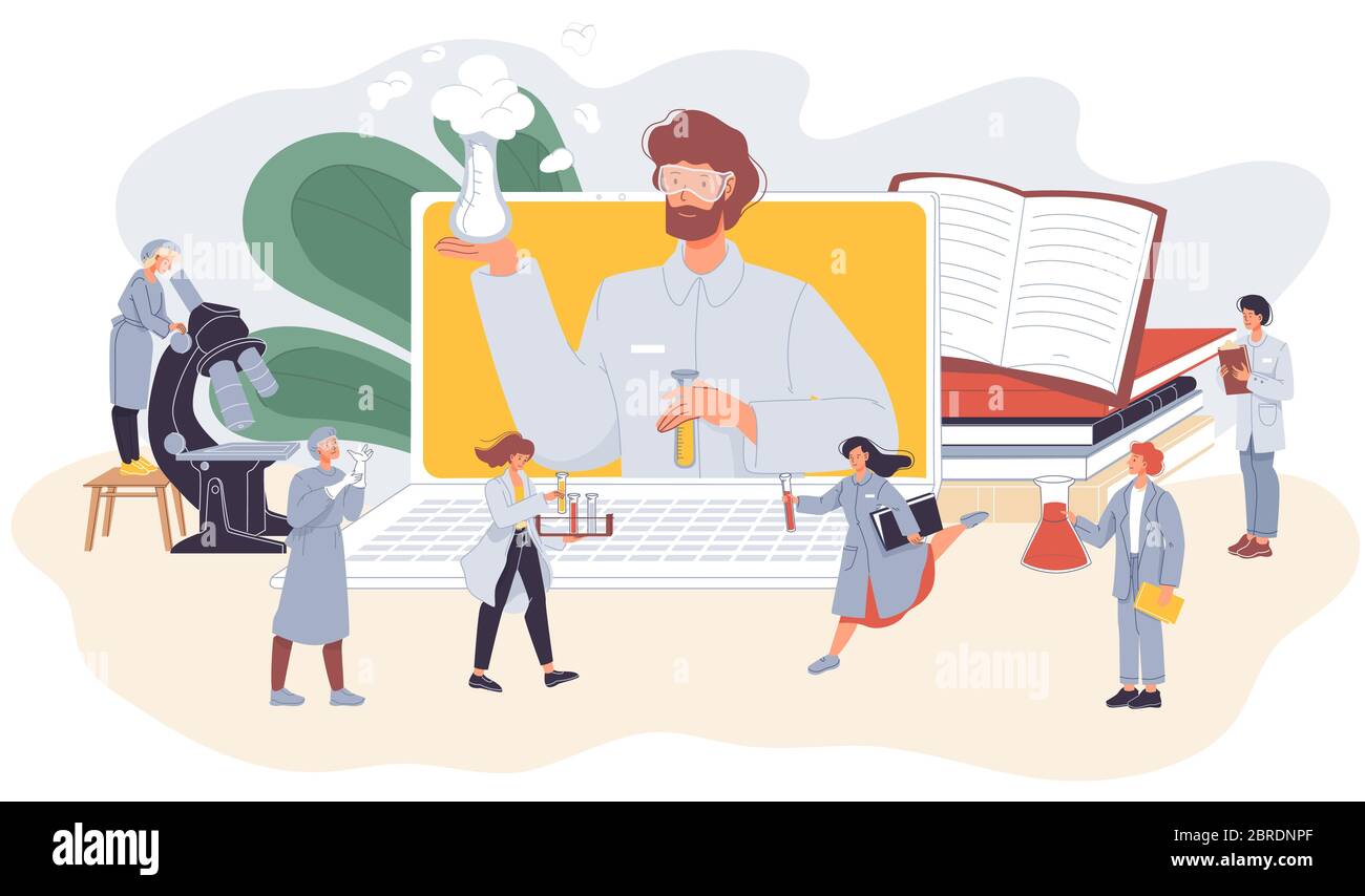 Online Wissenschaft Internet Klasse Chemie E-Learning Stock Vektor