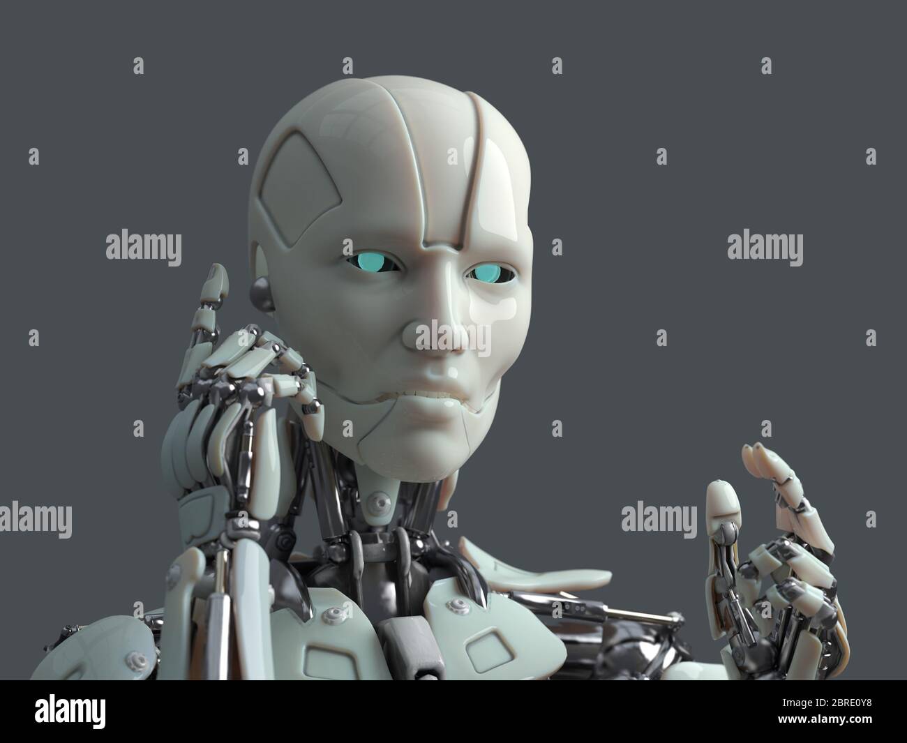 Kommunikation des Roboters mit Menschen Stockfoto