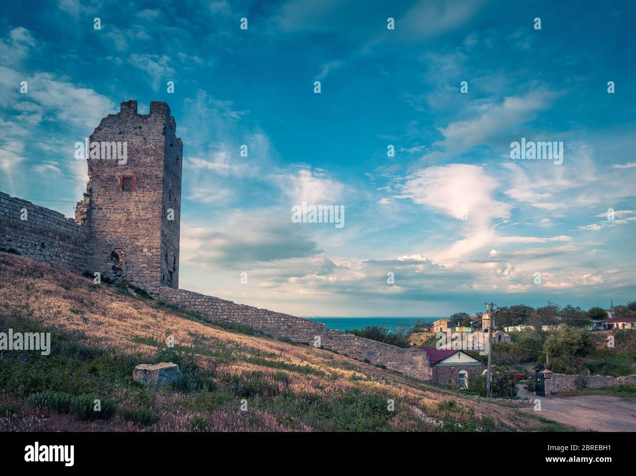 Alte Genueser Festung in der Stadt Feodosia, Krim, Russland Stockfoto