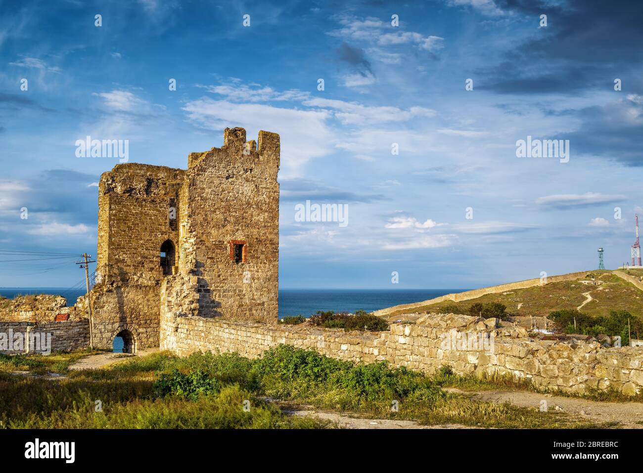 Alte Genueser Festung in der Stadt Feodosia, Krim, Russland Stockfoto