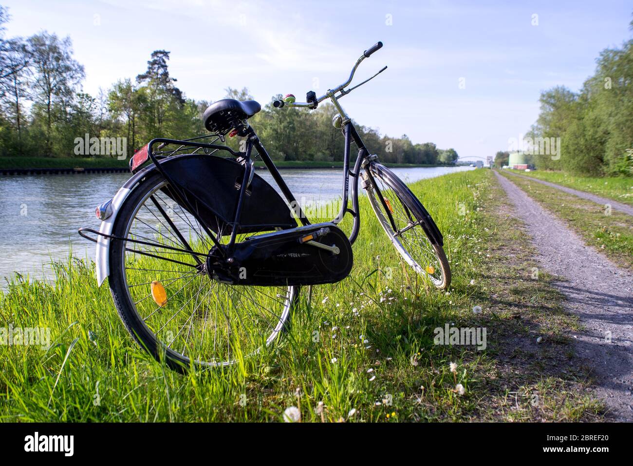Old Holland Fahrrad in Dortmund-Ems-Kanalin Münster, Old Holland Fahrrad, Münster Nordrhein-Westfalen, Deutschland Stockfoto