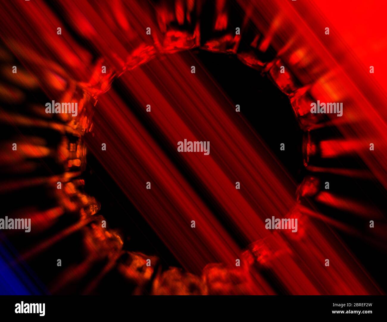 Abstrakter Roter Kreis Mit Linien Auf Hintergrund Mit Verlaufsstreifen. Stockfoto