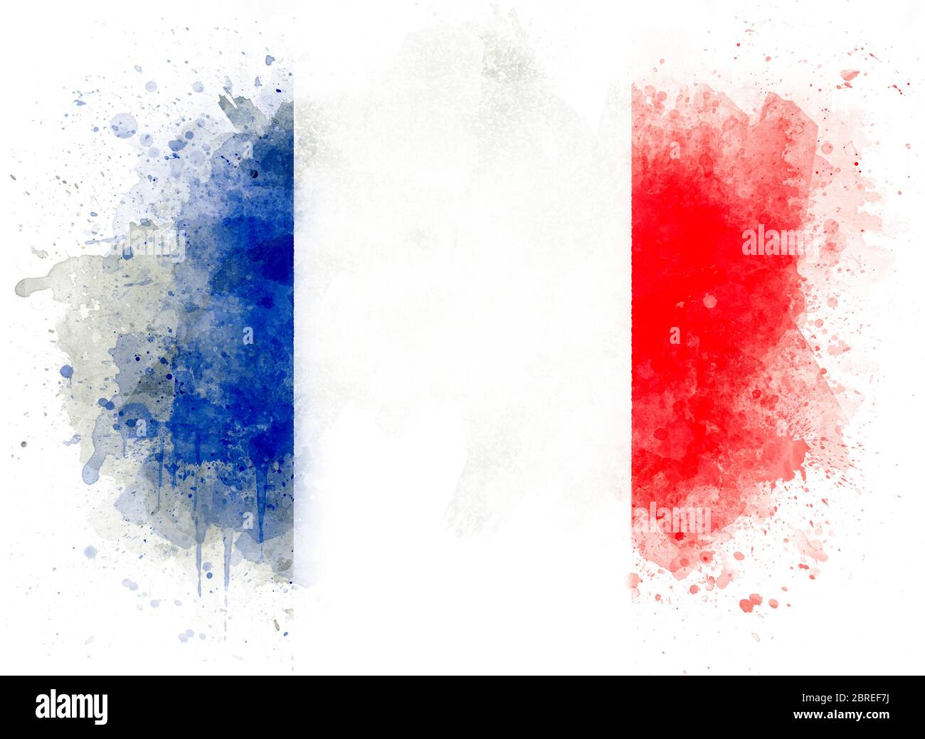 Illustration von Aquarell Französisch Flagge, Aquarell Flagge von Frankreich isoliert auf weißem Hintergrund Stockfoto