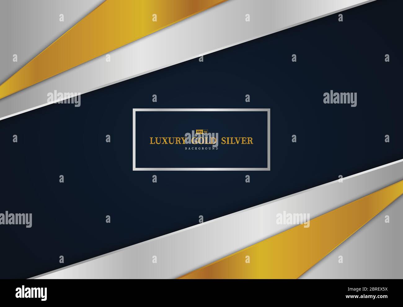 Abstraktes Gold und Silber glänzend Tech Vorlage Design auf gradient blauen Hintergrund. Verwenden Sie für Anzeige, Poster, Text Raum, Hintergrund. Illustration Stock Vektor