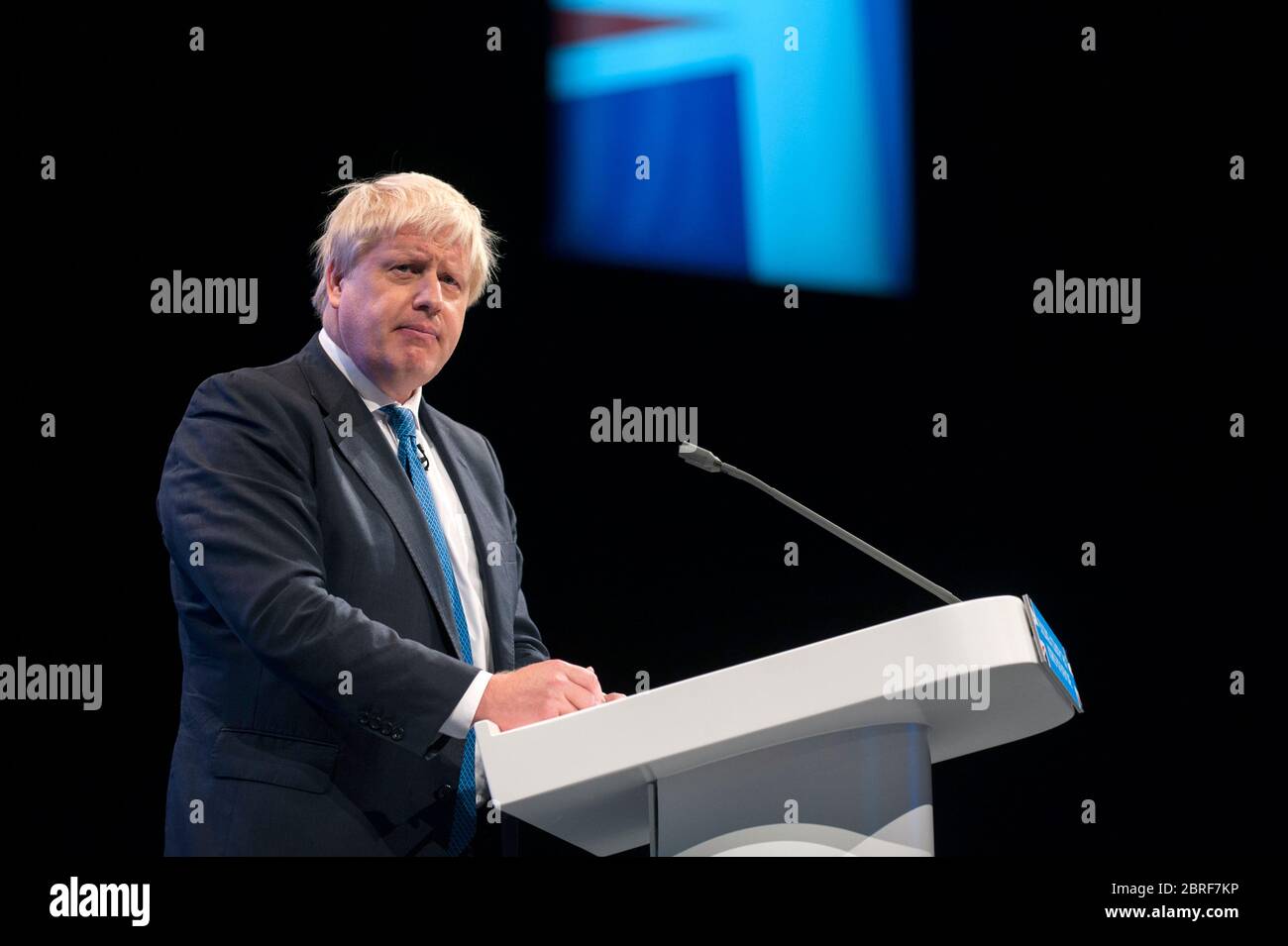 Boris Johnson spricht während der Konferenz der Konservativen Partei, als er War 2017 Außenminister Stockfoto