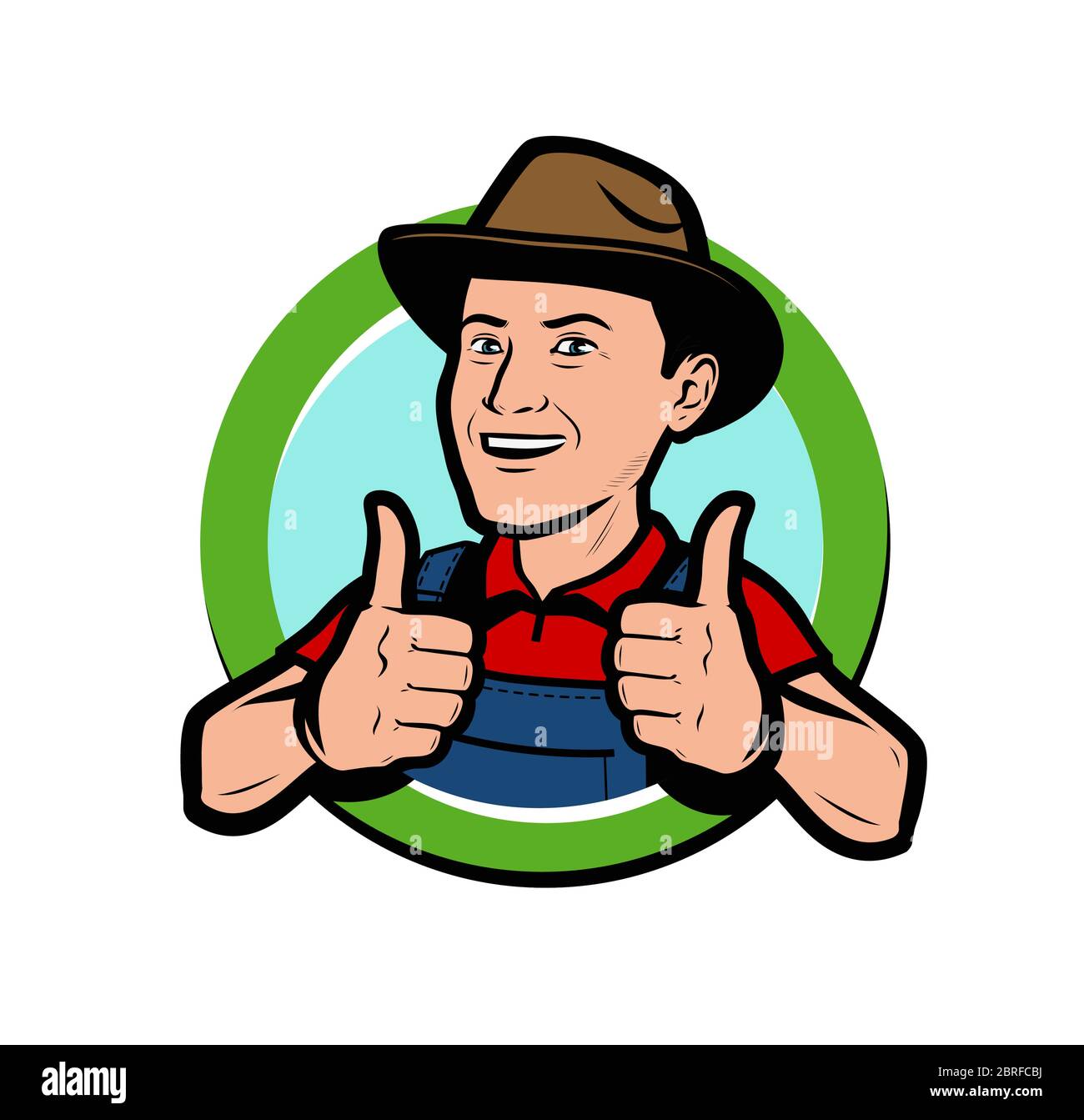 Farmer Logo oder Etikett. Landwirtschaft, Landwirtschaft Vektor Illustration Stock Vektor