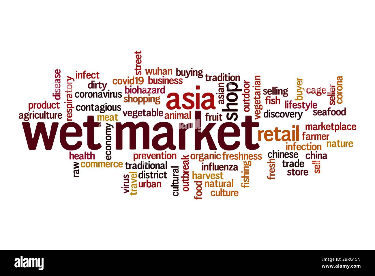 Wet Market Cloud-Konzept auf weißem Hintergrund Stockfoto