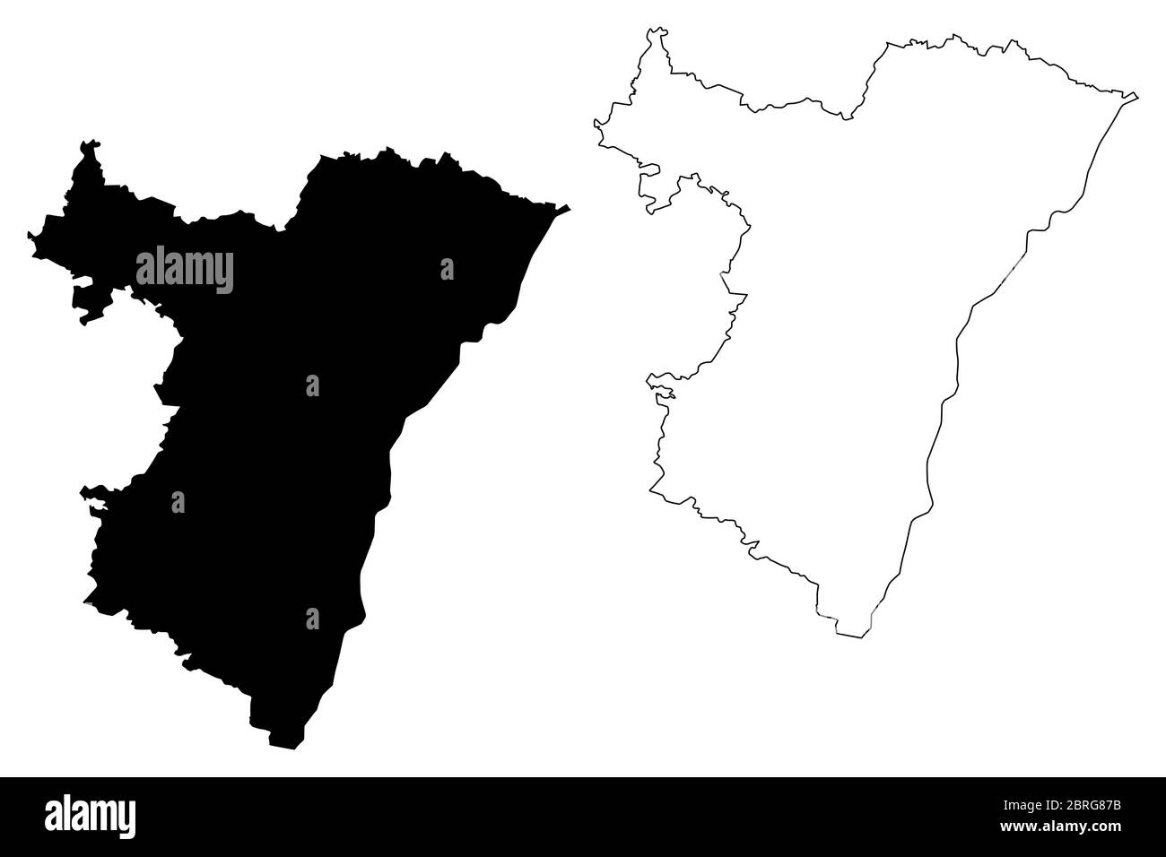 Departamento Bas-Rhin (Frankreich, Frankreich, Frankreich, Region Grand Est) Karte Vektorgrafik, Skizze Bas Rhin Karte Stock Vektor