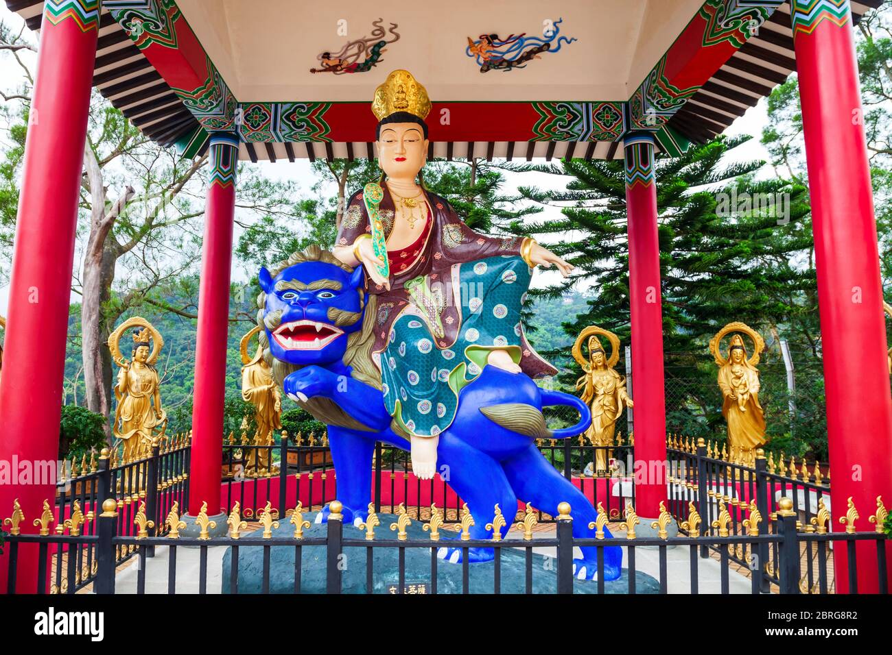 Manjushri oder Black Krishna Pavillon im zehntausend Buddhas Kloster oder man Fat Sze, ein buddhistischer Tempel in Hong Kong, China Stockfoto