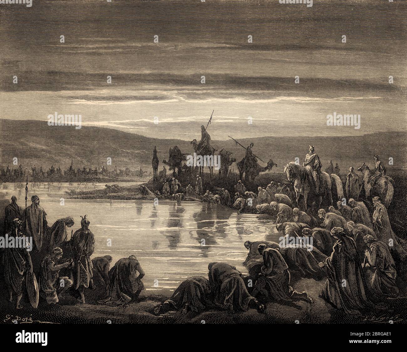 Gideon wählt seine Soldaten, Altes Testament, Gustave Doré, 1863 Stockfoto