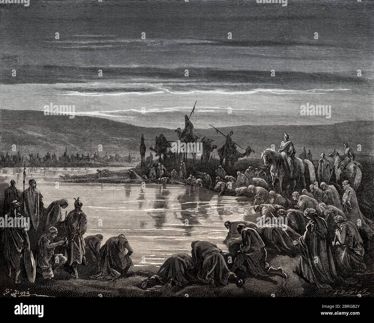 Gideon wählt seine Soldaten, Altes Testament, Gustave Doré, 1863 Stockfoto