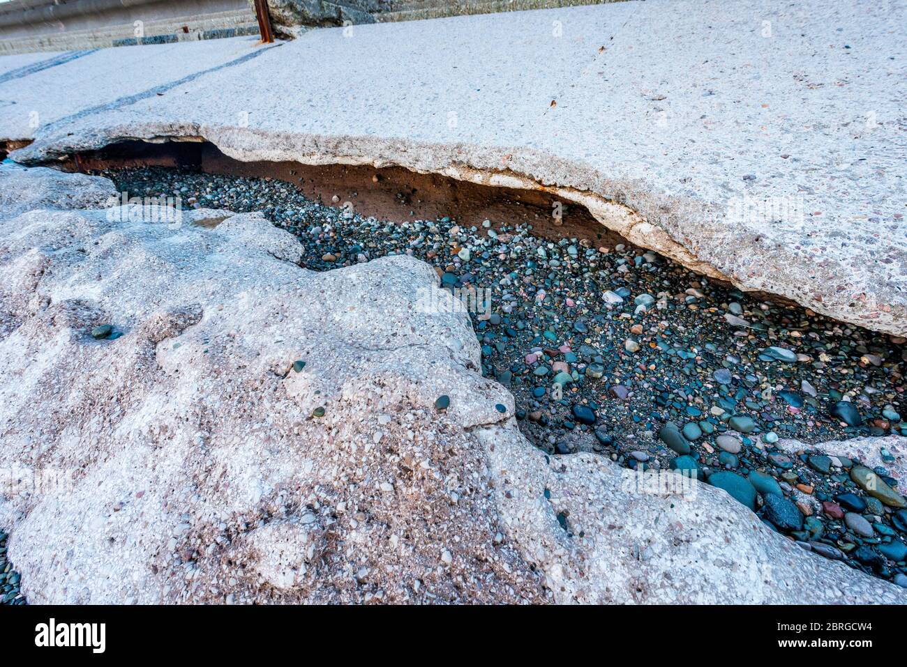 Küstenerosion, Sonnenuntergang bei cleveleys, fylde Küste, lancashire, england, großbritannien, europa Stockfoto