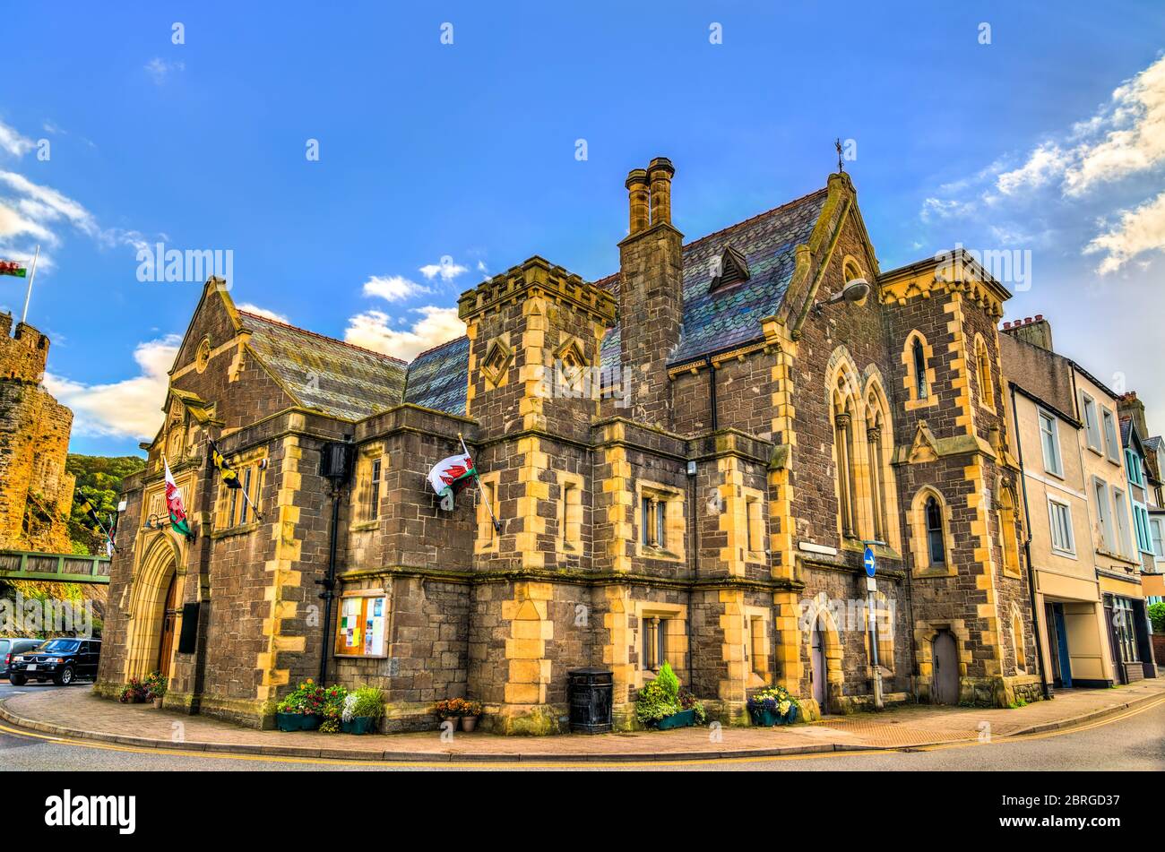 Conwy Guildhall in Wales Stockfoto