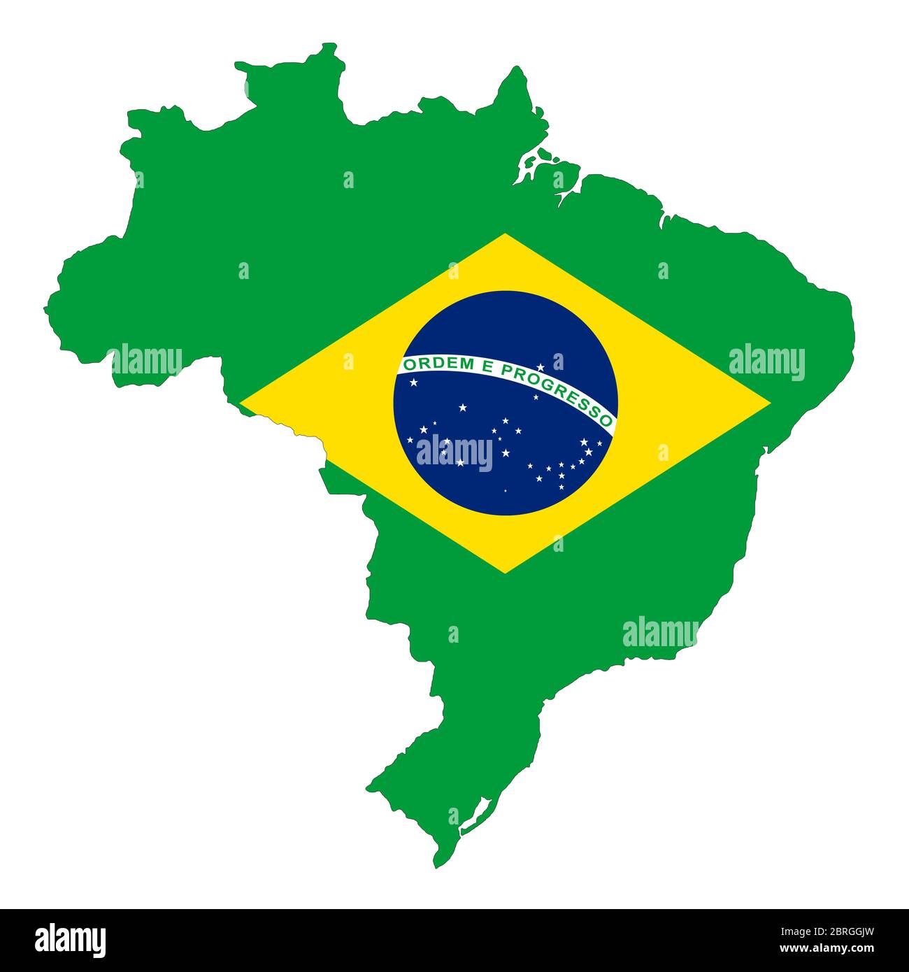 Brasilien Karte auf weißem Hintergrund mit Clipping-Pfad Stockfoto
