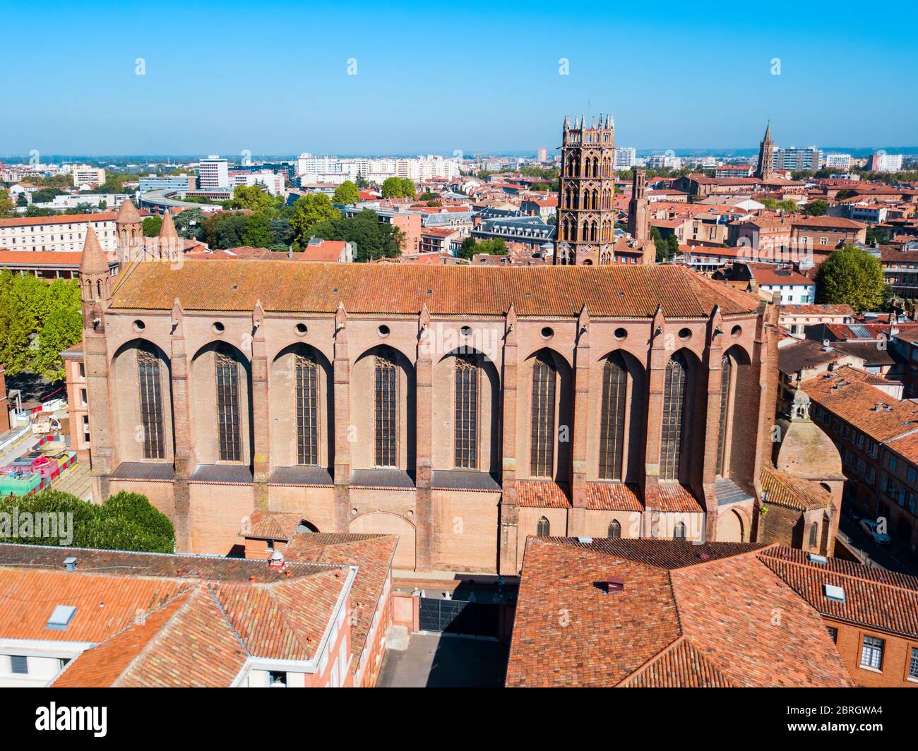 Kirche der Jakobiner Antenne Panoramaaussicht, eine Römisch-katholische Kirche in Toulouse, Frankreich Stockfoto