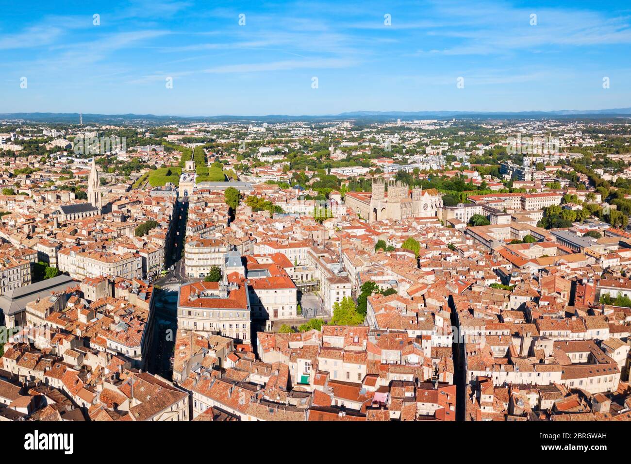 Montpellier Antenne Panoramablick. Montpellier ist die Hauptstadt des Departement Hérault in Südfrankreich. Stockfoto