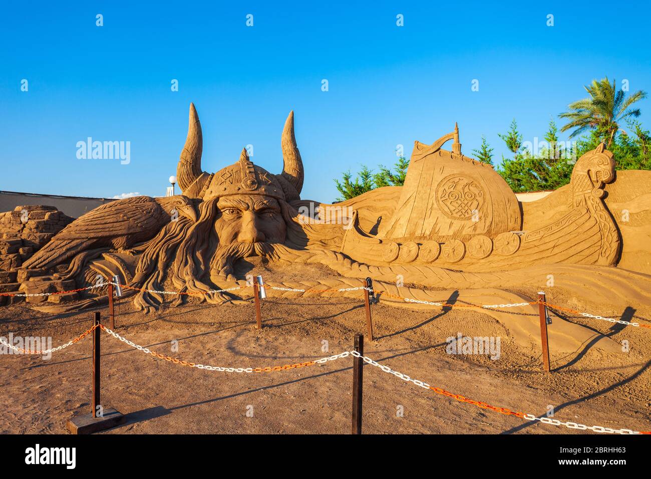 ANTALYA, Türkei - September 12, 2014: sandland oder Sand Sculpture Museum ist ein Open Air Museum im Lara Beach in Antalya in der Türkei entfernt Stockfoto