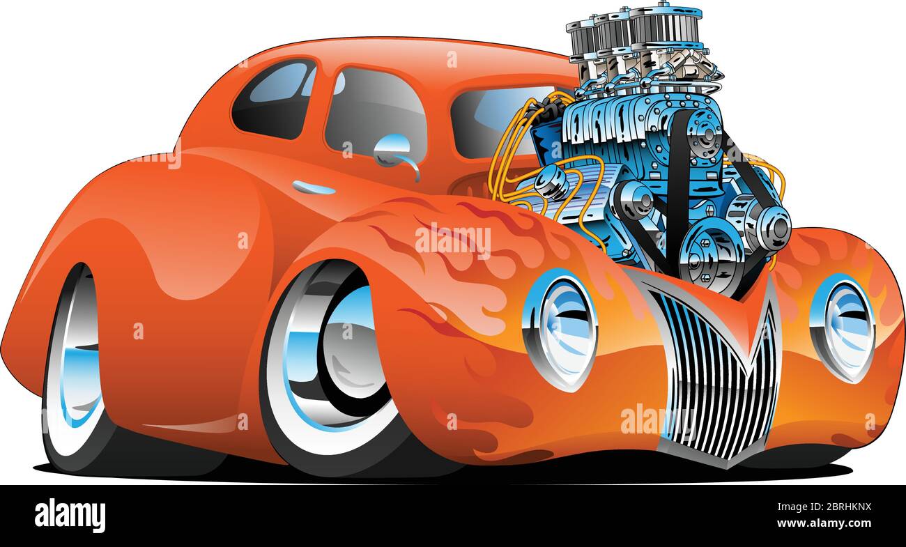 Benutzerdefinierte Hot Rod Cartoon Isolierte Vektor-Illustration Stock Vektor