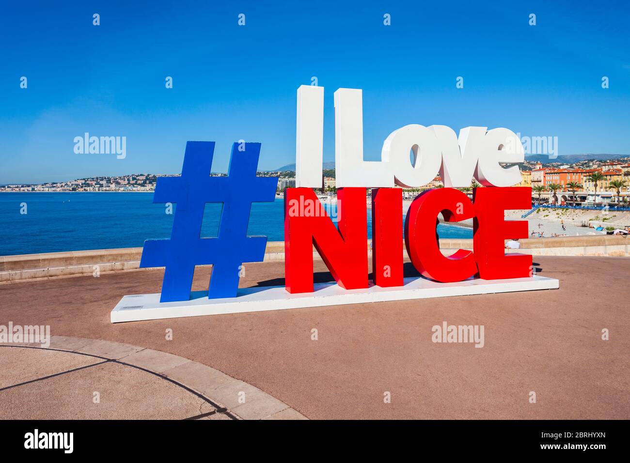 Nizza, Frankreich - September 27, 2018: Ich liebe schöne Zeichen in der schönen Stadt im Süden von Frankreich. Stockfoto