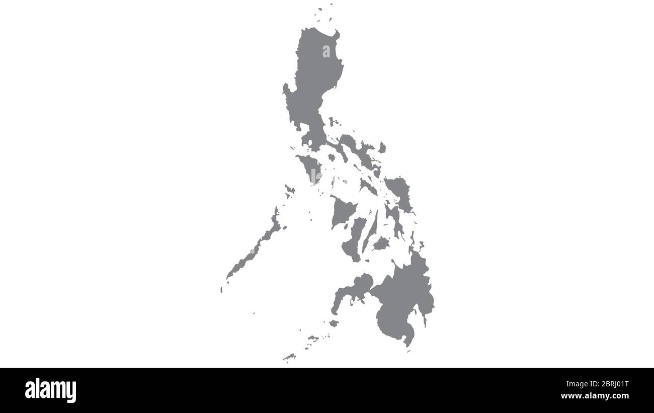 Philippinen Karte mit Grauton auf weißem Hintergrund,Illustration,texturiert,Symbole der Philippinen,für Werbung,Werbung, TV-Werbung, Anzeigen, Web-d Stockfoto