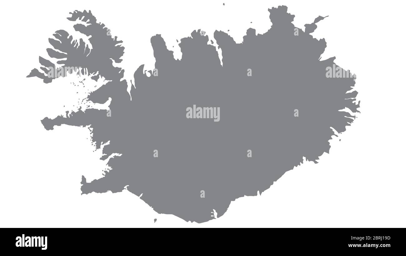 Island Karte mit Grauton auf weißem Hintergrund, Illustration, strukturiert, Symbole von Island, für Werbung, Werbung, TV-Werbung, Anzeigen, Webdesign, Stockfoto