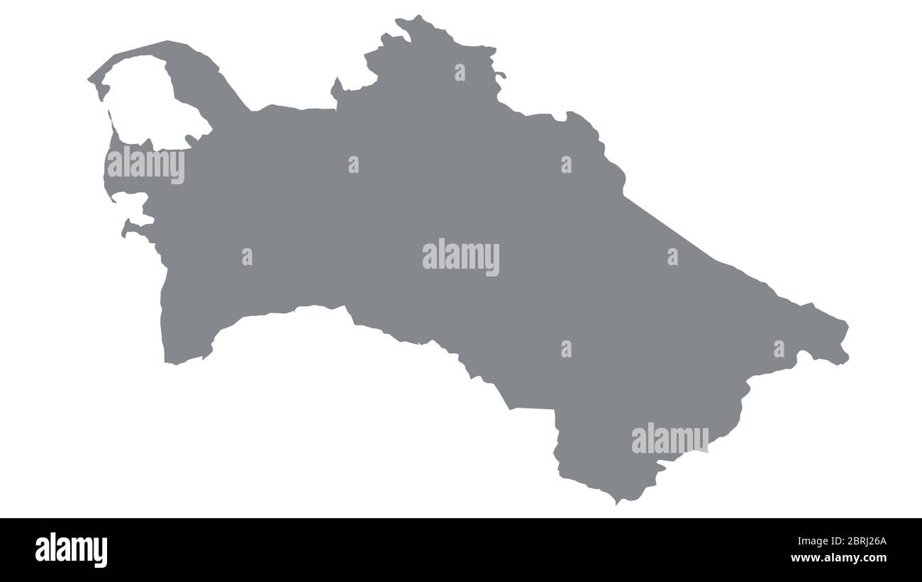 Turkmenistan Karte mit Grauton auf weißem Hintergrund, Illustration, strukturiert, Symbole von Turkmenistan, für Werbung, fördern, TV-Werbung, Anzeigen, w Stockfoto