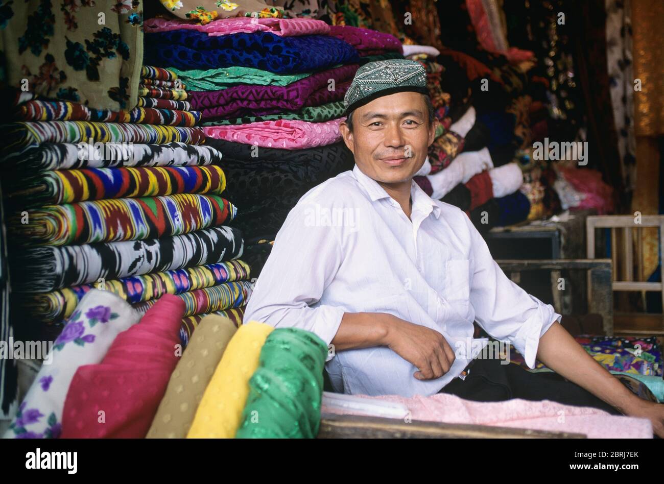 Tuchhändler, Turpan, Provinz Xinjiang, China Stockfoto