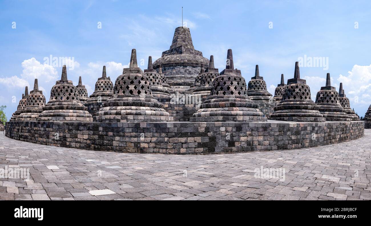 Borobudur, das Weltwunder aus dem 8. Jahrhundert. Stockfoto