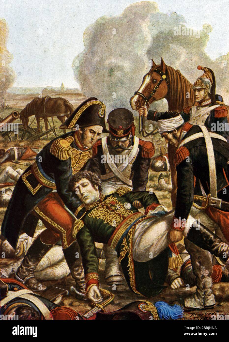 'Der Tod des Generals Charles Antoine Desaix de Veygoux (1768-1800) a la bataille de Marengo le 14/06/1800' (der Tod des Generals Desaix während der Schlacht Stockfoto