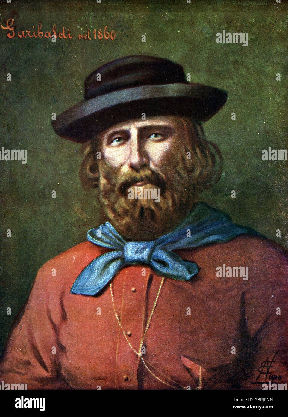 Risorgimento : 'Portrait du patriote italien Giuseppe Garibaldi (1807-1882) en 1860' Illustration de Tancredi Scarpelli (1866-1937) tiree de 'Storia d Stockfoto