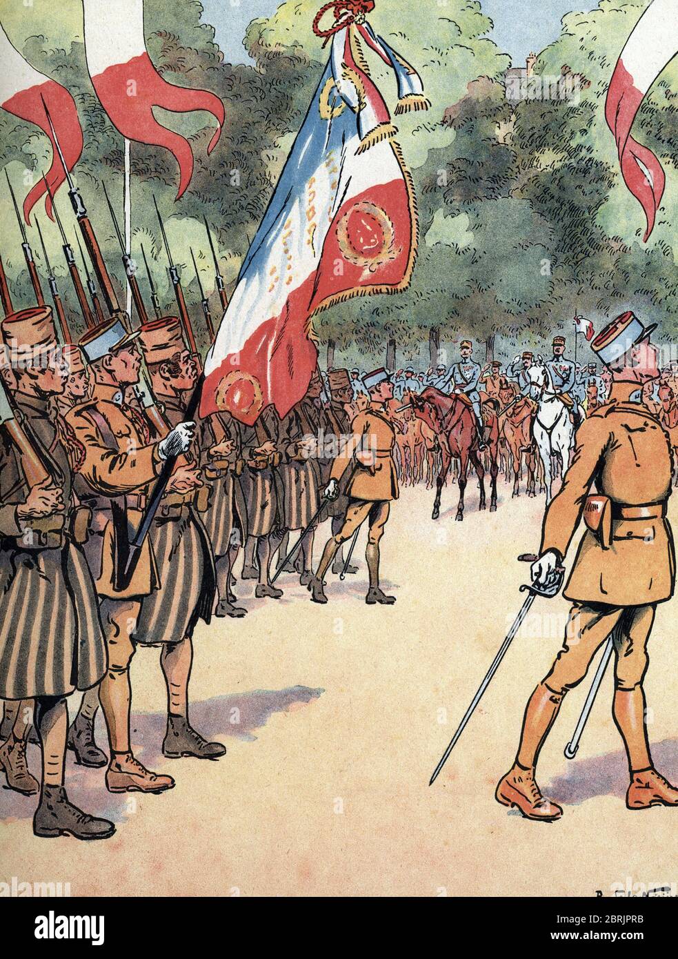 Premiere guerre mondiale : le defile de la victoire sur l'Avenue des Champs-Elysees a Paris le 14/07/1919 : l'infanterie marocaine defilant devant le Stockfoto