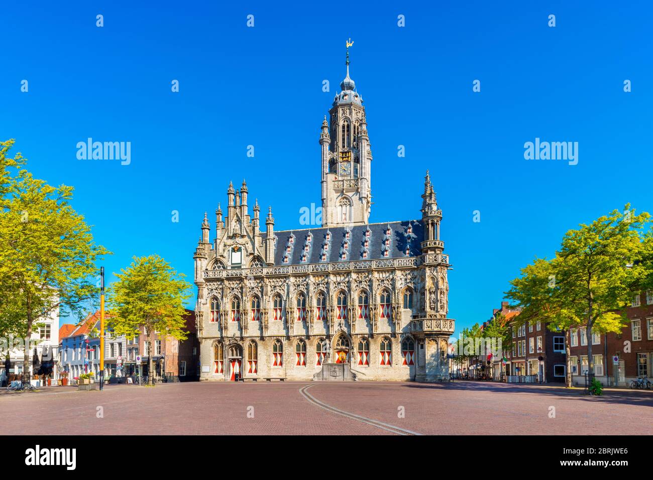Rathaus von Middelburg, Zeeland Provinz, Niederlande. Das spätgotische Gebäude wurde 1520 fertiggestellt. Middelburg ist die Hauptstadt von Zeeland. Stockfoto
